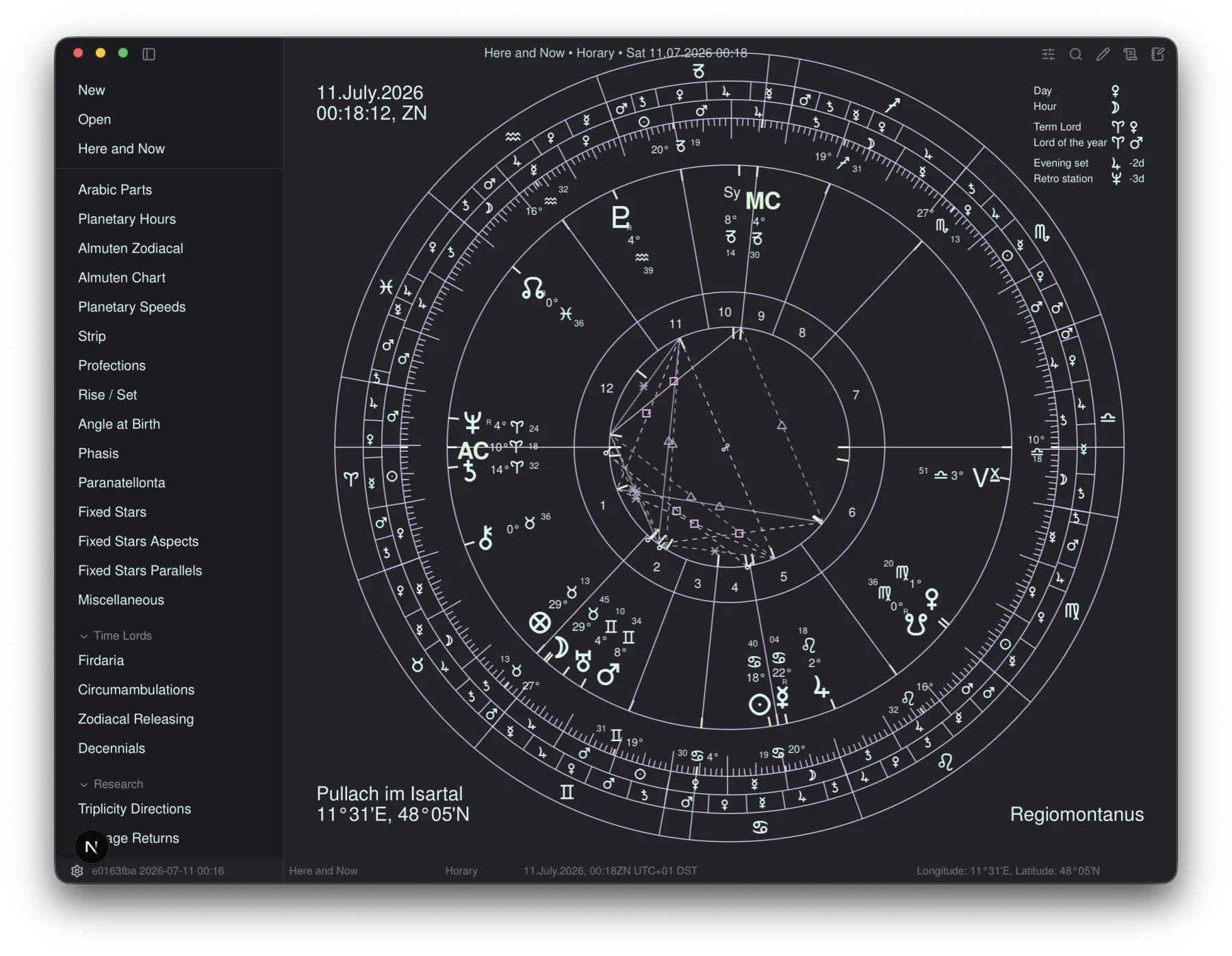 Aries horary workspace